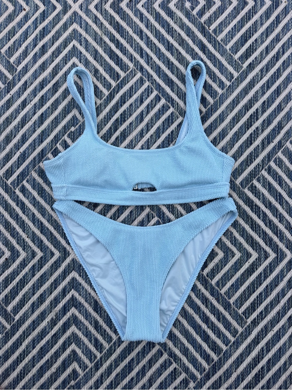 Xhilaration Light Blue Ribbed Two-Piece Bikini